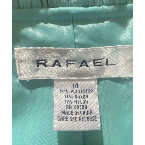 Rafael Turquoise Jacket Women's Size 14 Lined Lightweight Ruffled Trim Front Tie - Picture 3 of 8